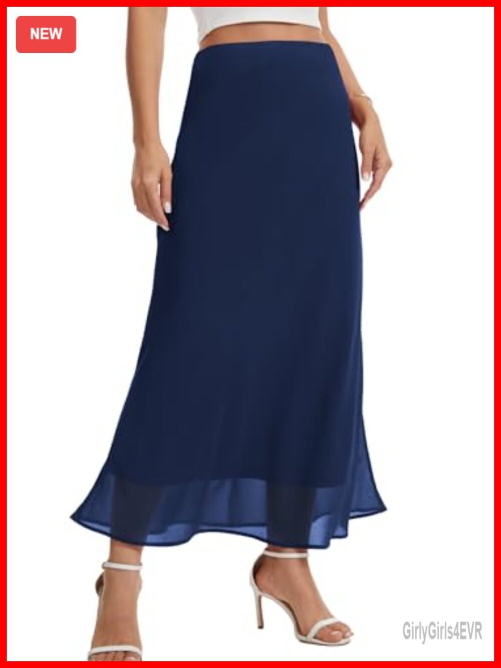 Women's Chiffon Maxi Skirt High Waist A-Line Flowy with Lining